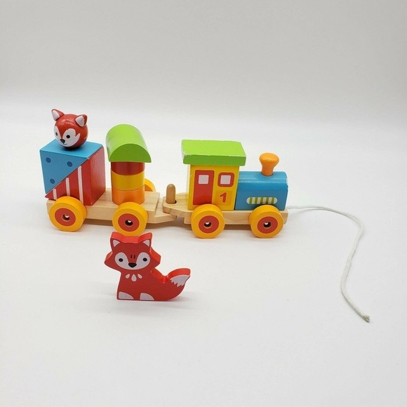 Wood Stacking Train and Wooden Blocks 23 Pcs - Picture 4 of 7